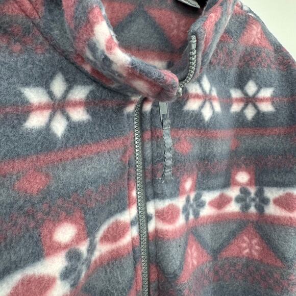 Vintage Haband Fleece Jacket Womens XL Fair Isle Nordic Snowflake Y2K Aztec - Picture 3 of 8